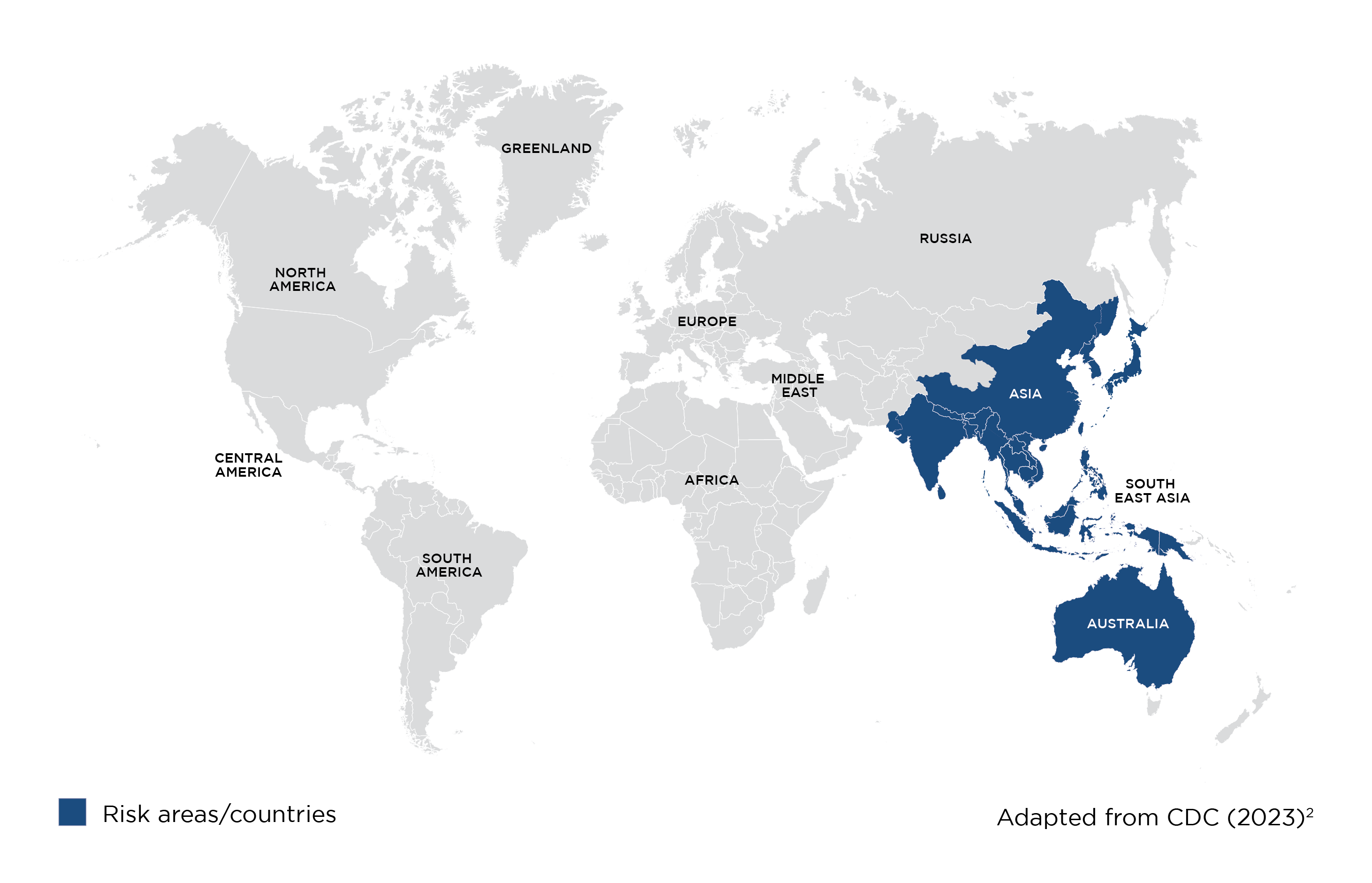 Map of risk areas for Japanese Encephalitis