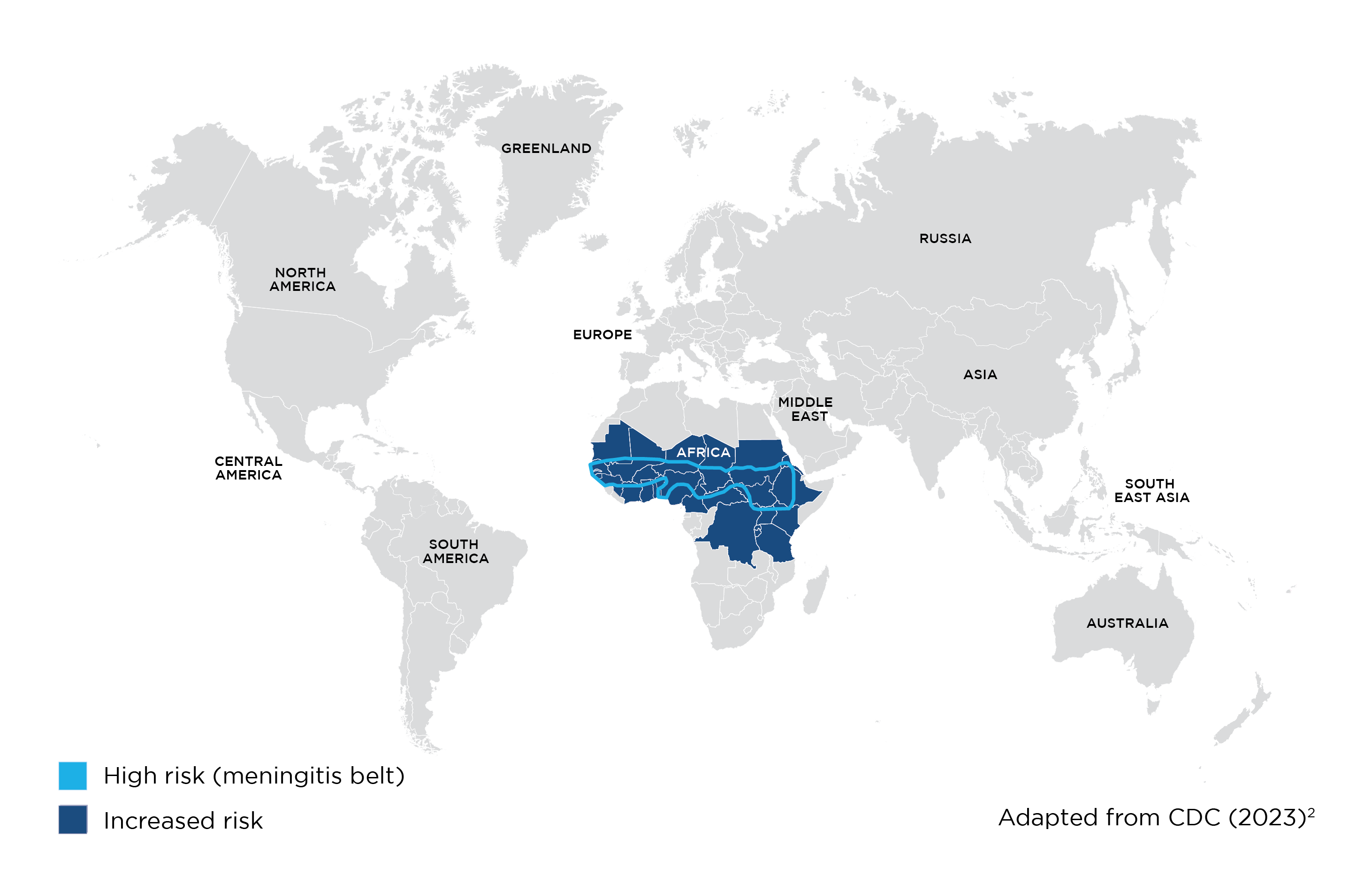 Map of risk areas for Meningococcal Meningitis