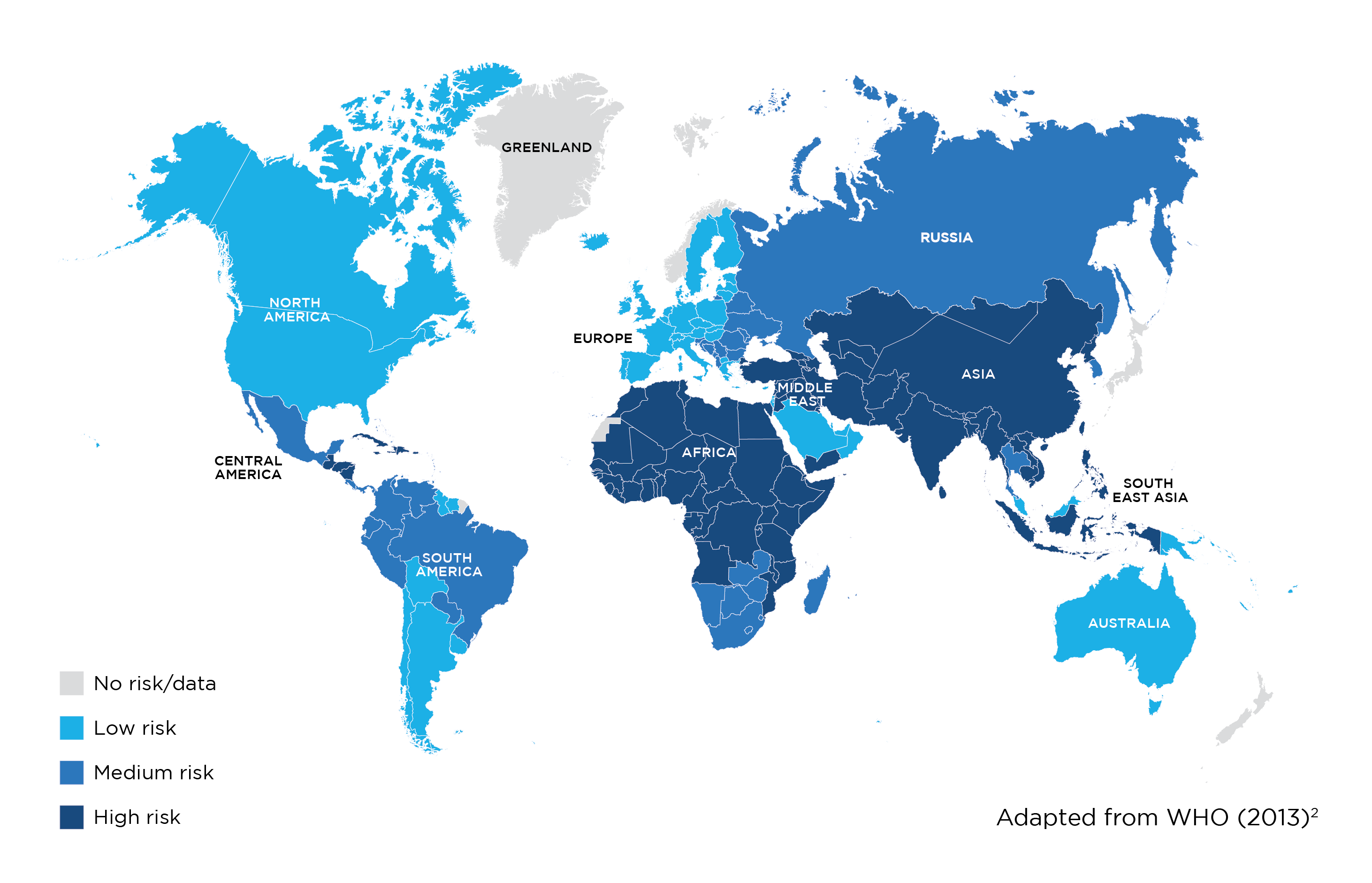 Map of risk areas for Rabies