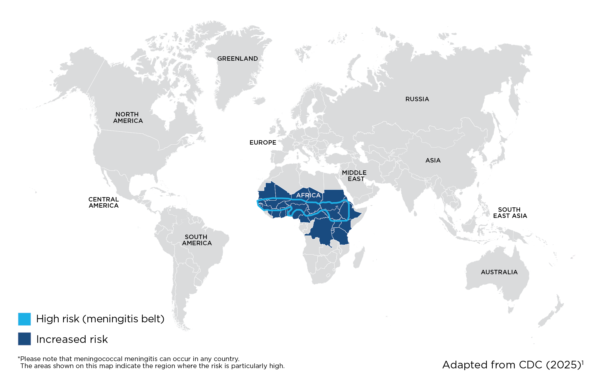 Map of risk areas for Meningococcal Meningitis