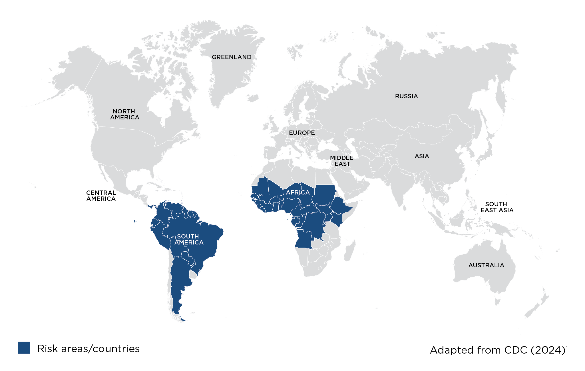 Map of risk areas for Yellow Fever